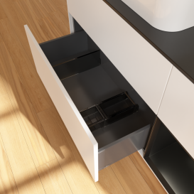 Тумба под раковину Villeroy & Boch Finion 120х50,1 см с подсветкой МДФ белый матовый лак/стекло черное матовое G692PDMT