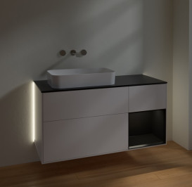 Тумба под раковину Villeroy & Boch Finion 120х50,1 см с подсветкой МДФ белый матовый лак/стекло черное матовое G692PDMT