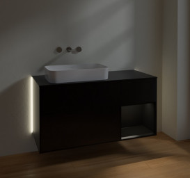 Тумба под раковину Villeroy & Boch Finion 120х50,1 см с подсветкой МДФ черный матовый лак/стекло черное матовое G692PDPD