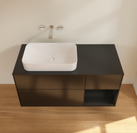 Тумба под раковину Villeroy & Boch Finion 120х50,1 см с подсветкой МДФ черный матовый лак/стекло черное матовое G692PDPD