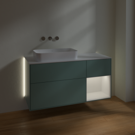 Тумба под раковину Villeroy & Boch Finion 120х50,1 см с подсветкой МДФ оливковый матовый лак/стекло белое матовое G691GFGM