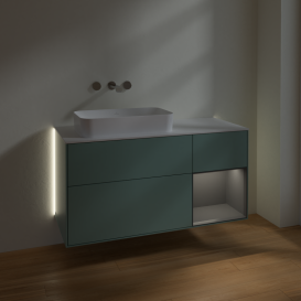 Тумба под раковину Villeroy & Boch Finion 120х50,1 см с подсветкой МДФ оливковый матовый лак/стекло белое матовое G691GKGM