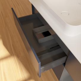 Тумба под раковину Villeroy & Boch Finion 120х50,1 см с подсветкой МДФ темно-синий матовый лак/стекло белое матовое G691GKHG