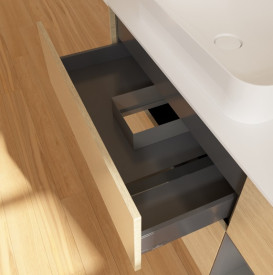 Тумба под раковину Villeroy & Boch Finion 120х50,1 см с подсветкой МДФ шпон дуба/стекло белое матовое G691GKPC