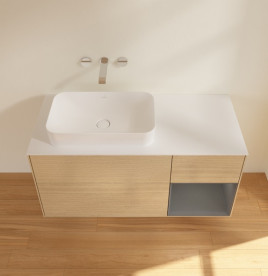 Тумба под раковину Villeroy & Boch Finion 120х50,1 см с подсветкой МДФ шпон дуба/стекло белое матовое G691GKPC