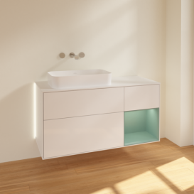 Тумба под раковину Villeroy & Boch Finion 120х50,1 см с подсветкой МДФ глянцевый белый лак/стекло белое матовое G691GMGF