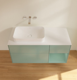 Тумба под раковину Villeroy & Boch Finion 120х50,1 см с подсветкой МДФ оливковый матовый лак/стекло белое матовое G691GMGM