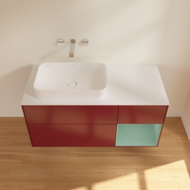 Тумба под раковину Villeroy & Boch Finion 120х50,1 см с подсветкой МДФ пион матовый лак/стекло белое матовое G691GMHB