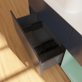 Тумба под раковину Villeroy & Boch Finion 120х50,1 см с подсветкой МДФ темно-синий матовый лак/стекло белое матовое G691GMHG