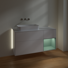 Тумба под раковину Villeroy & Boch Finion 120х50,1 см с подсветкой МДФ белый матовый лак/стекло белое матовое G691GMMT