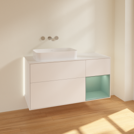 Тумба под раковину Villeroy & Boch Finion 120х50,1 см с подсветкой МДФ белый матовый лак/стекло белое матовое G691GMMT