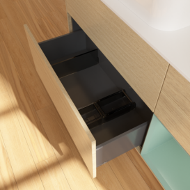 Тумба под раковину Villeroy & Boch Finion 120х50,1 см с подсветкой МДФ шпон дуба/стекло белое матовое G691GMPC