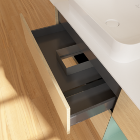 Тумба под раковину Villeroy & Boch Finion 120х50,1 см с подсветкой МДФ шпон дуба/стекло белое матовое G691GMPC