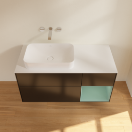 Тумба под раковину Villeroy & Boch Finion 120х50,1 см с подсветкой МДФ черный матовый лак/стекло белое матовое G691GMPD