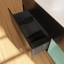 Тумба под раковину Villeroy & Boch Finion 120х50,1 см с подсветкой МДФ черный матовый лак/стекло белое матовое G691GMPD