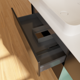 Тумба под раковину Villeroy & Boch Finion 120х50,1 см с подсветкой МДФ черный матовый лак/стекло белое матовое G691GMPD