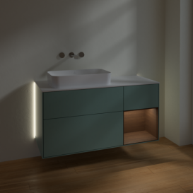 Тумба под раковину Villeroy & Boch Finion 120х50,1 см с подсветкой МДФ оливковый матовый лак/стекло белое матовое G691GNGM