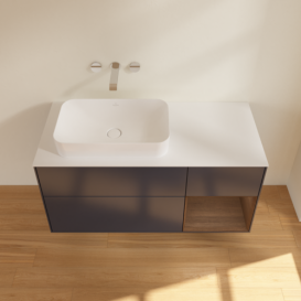 Тумба под раковину Villeroy & Boch Finion 120х50,1 см с подсветкой МДФ темно-синий матовый лак/стекло белое матовое G691GNHG