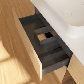 Тумба под раковину Villeroy & Boch Finion 120х50,1 см с подсветкой МДФ шпон дуба/стекло белое матовое G691GNPC