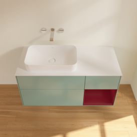 Тумба под раковину Villeroy & Boch Finion 120х50,1 см с подсветкой МДФ оливковый матовый лак/стекло белое матовое G691HBGM