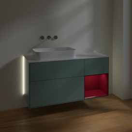 Тумба под раковину Villeroy & Boch Finion 120х50,1 см с подсветкой МДФ оливковый матовый лак/стекло белое матовое G691HBGM