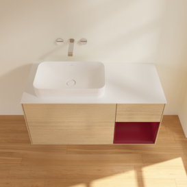 Тумба под раковину Villeroy & Boch Finion 120х50,1 см с подсветкой МДФ шпон дуба/стекло белое матовое G691HBPC