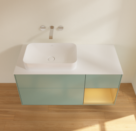 Тумба под раковину Villeroy & Boch Finion 120х50,1 см с подсветкой МДФ оливковый матовый лак/стекло белое матовое  G691HFGM