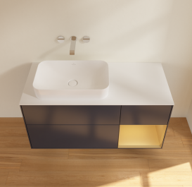 Тумба под раковину Villeroy & Boch Finion 120х50,1 см с подсветкой МДФ темно-синий матовый лак/стекло белое матовое G691HFHG