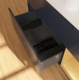 Тумба под раковину Villeroy & Boch Finion 120х50,1 см с подсветкой МДФ темно-синий матовый лак/стекло белое матовое G691HFHG