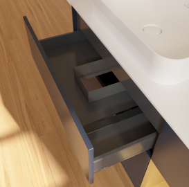 Тумба под раковину Villeroy & Boch Finion 120х50,1 см с подсветкой МДФ темно-синий матовый лак/стекло белое матовое G691HFHG