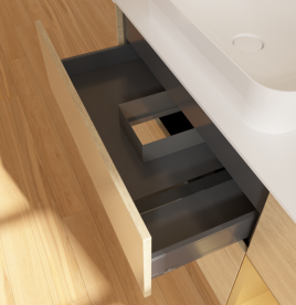 Тумба под раковину Villeroy & Boch Finion 120х50,1 см с подсветкой МДФ шпон дуба/стекло белое матовое G691HFPC