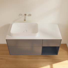 Тумба под раковину Villeroy & Boch Finion 120х50,1 см с подсветкой МДФ антрацит матовый лак/стекло белое матовое G691HGGK