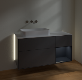 Тумба под раковину Villeroy & Boch Finion 120х50,1 см с подсветкой МДФ антрацит матовый лак/стекло белое матовое G691HGGK