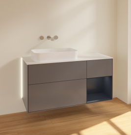 Тумба под раковину Villeroy & Boch Finion 120х50,1 см с подсветкой МДФ антрацит матовый лак/стекло белое матовое G691HGGK