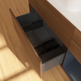 Тумба под раковину Villeroy & Boch Finion 120х50,1 см с подсветкой МДФ шпон грецкого ореха/стекло белое матовое G691HGGN