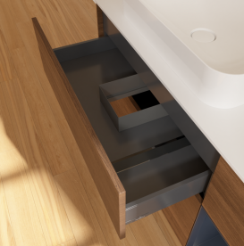 Тумба под раковину Villeroy & Boch Finion 120х50,1 см с подсветкой МДФ шпон грецкого ореха/стекло белое матовое G691HGGN