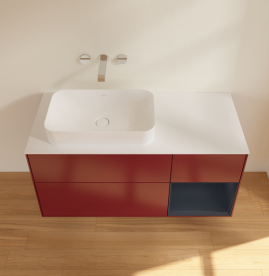 Тумба под раковину Villeroy & Boch Finion 120х50,1 см с подсветкой МДФ пион матовый лак/стекло белое матовое G691HGHB