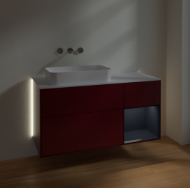 Тумба под раковину Villeroy & Boch Finion 120х50,1 см с подсветкой МДФ пион матовый лак/стекло белое матовое G691HGHB