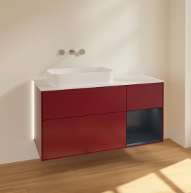 Тумба под раковину Villeroy & Boch Finion 120х50,1 см с подсветкой МДФ пион матовый лак/стекло белое матовое G691HGHB