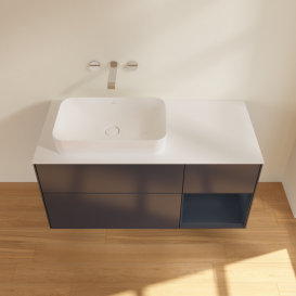Тумба под раковину Villeroy & Boch Finion 120х50,1 см с подсветкой МДФ темно-синий матовый лак/стекло белое матовое G691HGHG