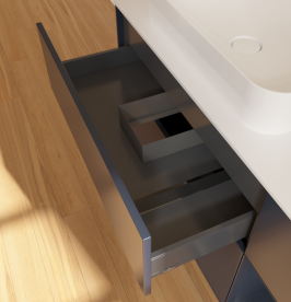 Тумба под раковину Villeroy & Boch Finion 120х50,1 см с подсветкой МДФ темно-синий матовый лак/стекло белое матовое G691HGHG