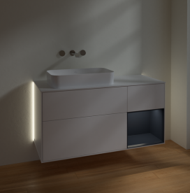 Тумба под раковину Villeroy & Boch Finion 120х50,1 см с подсветкой МДФ белый матовый лак/стекло белое матовое G691HGMT