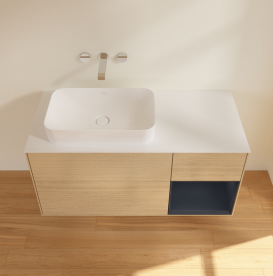 Тумба под раковину Villeroy & Boch Finion 120х50,1 см с подсветкой МДФ шпон дуба/стекло белое матовое G691HGPC