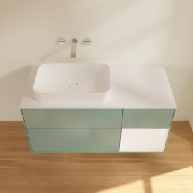 Тумба под раковину Villeroy & Boch Finion 120х50,1 см с подсветкой МДФ оливковый матовый лак/стекло белое матовое G691MTGM