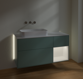 Тумба под раковину Villeroy & Boch Finion 120х50,1 см с подсветкой МДФ оливковый матовый лак/стекло белое матовое G691MTGM