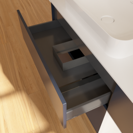 Тумба под раковину Villeroy & Boch Finion 120х50,1 см с подсветкой МДФ темно-синий матовый лак/стекло белое матовое G691MTHG