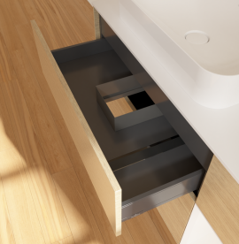 Тумба під раковину Villeroy & Boch Finion 120х50,1 см із підсвічуванням МДФ шпон дуба/скло біле матове G691MTPC