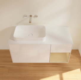 Тумба под раковину Villeroy & Boch Finion 120х50,1 см с подсветкой МДФ глянцевый белый лак/стекло белое матовое G691PCGF