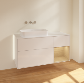 Тумба под раковину Villeroy & Boch Finion 120х50,1 см с подсветкой МДФ глянцевый белый лак/стекло белое матовое G691PCGF