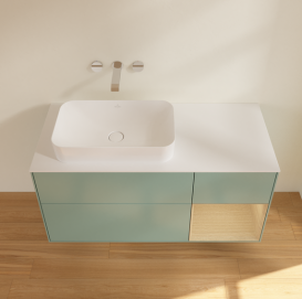 Тумба под раковину Villeroy & Boch Finion 120х50,1 см с подсветкой МДФ оливковый матовый лак/стекло белое матовое G691PCGM